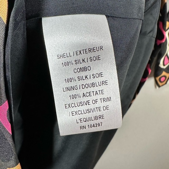 Milly of New York Size 4 100% Silk Black Pink Tan Beaded 3/4 Sleeve Dress - Picture 6 of 6